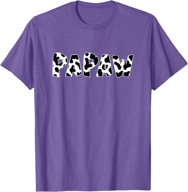 funny saying Gifts for Family Members and more Papaw Cow Print Cow Pattern T-Shirt - Purple Heather
