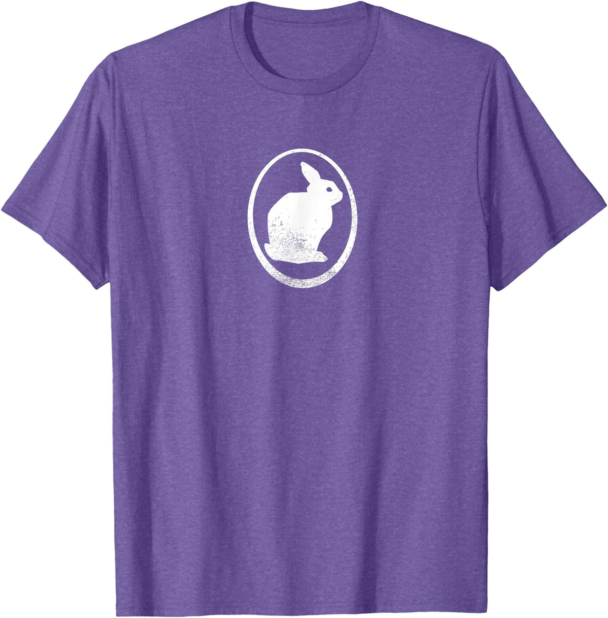 White Silhouette of a Bunny, Stylized for Rabbit Lovers T-Shirt in Purple Heather