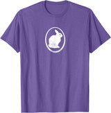White Silhouette of a Bunny, Stylized for Rabbit Lovers T-Shirt in Purple Heather