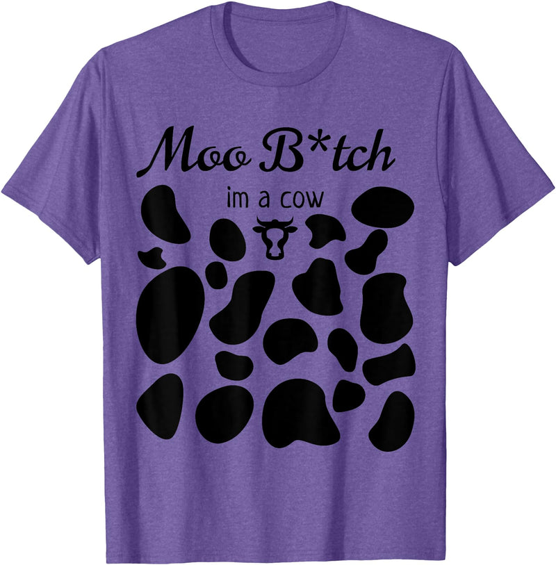 OscursBest Moo I'm a Cow Print Parody Costume Funny Graphic Not Spooky T-Shirt - Purple Heather