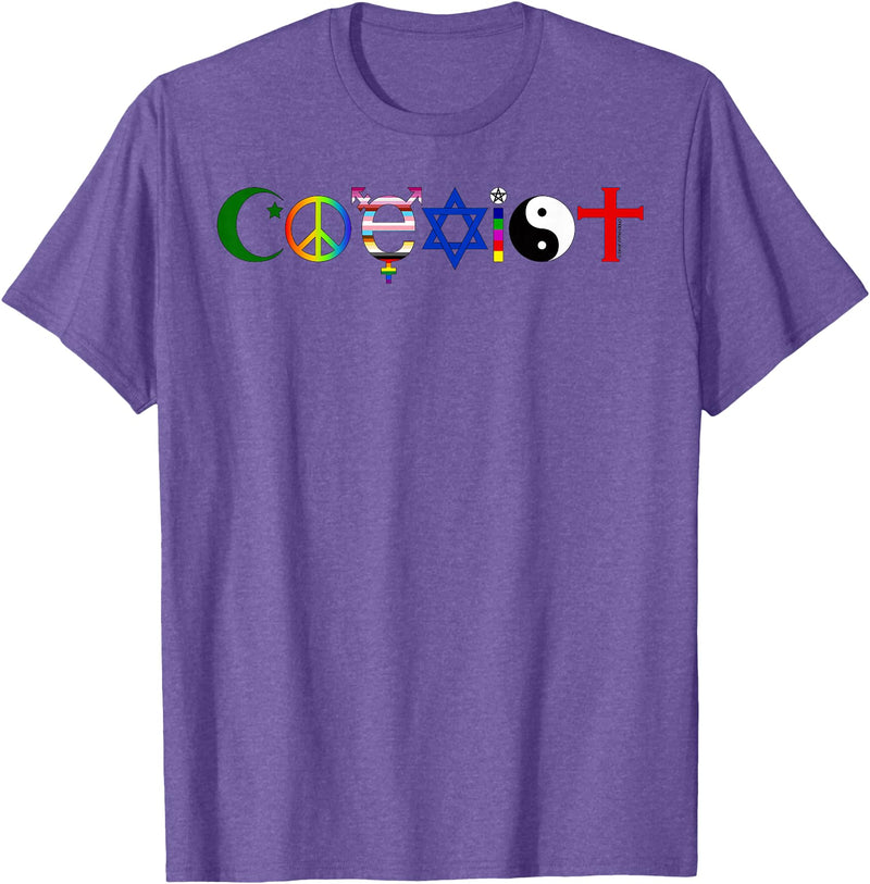 Bear In The Cloud Coexist T-Shirt - Purple Heather