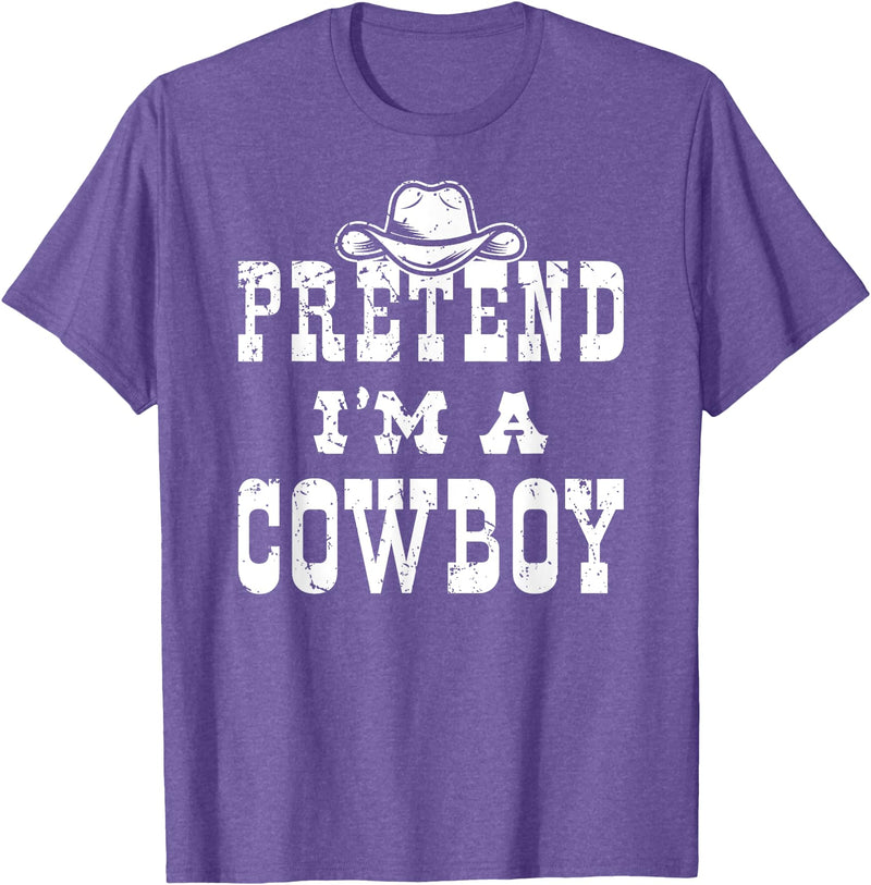 Cowboy Kid Costume Cowboy Shirts For Halloween Pretend I'm A Cowboy Teen Funny Cowboy Kid Costume Halloween T-Shirt - Purple