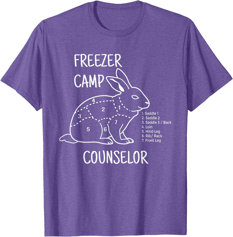 Freezer Camp Rabbit Meat - Funny Homestead and Hunter T-Shirt in Purple Heather
