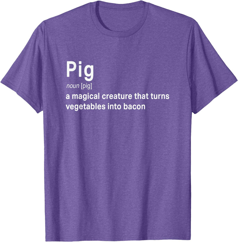 Best Top Pig Definition Quote Pun T-shirts Best Hilarious Pig and Bacon Definition Funny Gift T-Shirt - Purple Heather