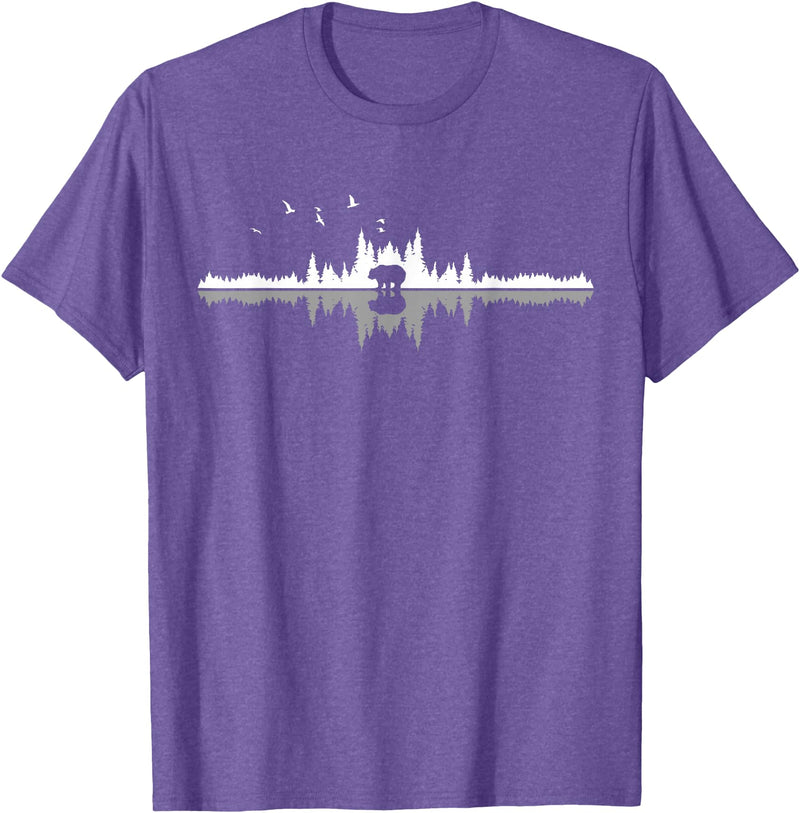 Wir Lieben Berge - Wandern & Camping Apparel Co. Wir Lieben Berge - Bear Hiking Camping Mountains Nature Trekking T-Shirt - Black - Unisex-Adults - Small - Short Sleeve - Classic Fit - Purple Heather