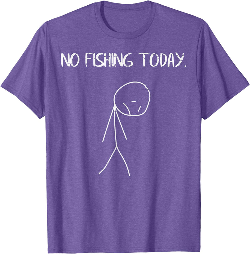 Fishing Shirts For Men Women Boys Kids Gifts Sad Stickman No Fishing Today Funny Fisherman Men Women Kids T-Shirt - Purple Heather