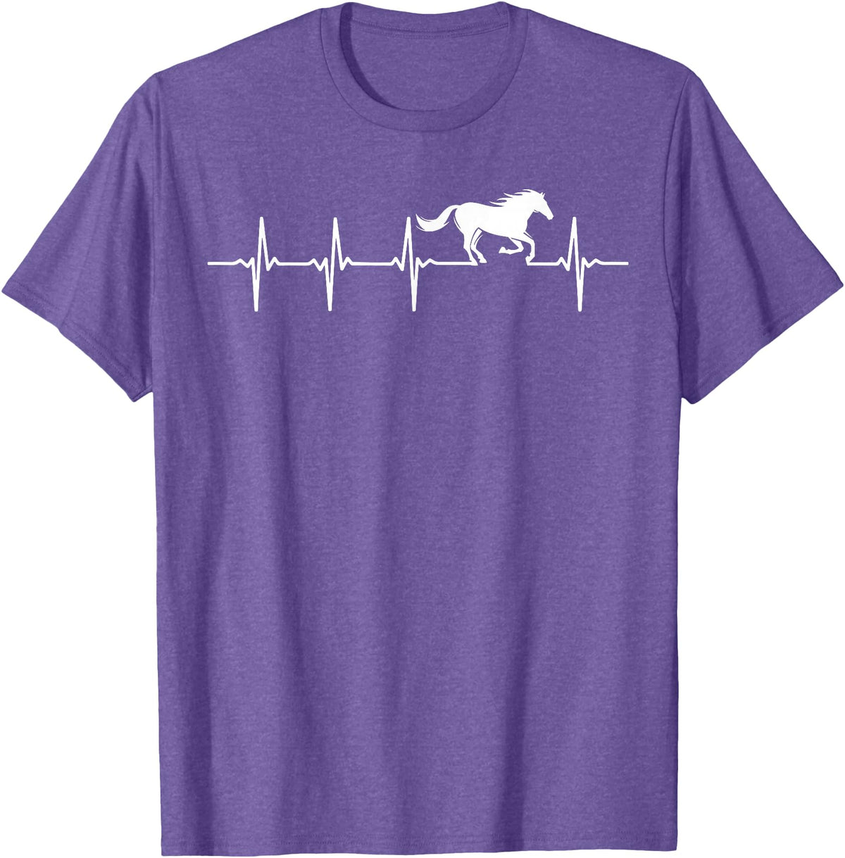 Heartbeat Horse Lover Gifts Women Men Girls Gifts Horse Lover Gifts Heart EKG Heartbeat Pulseline Cardiology T-Shirt - Purple Heather
