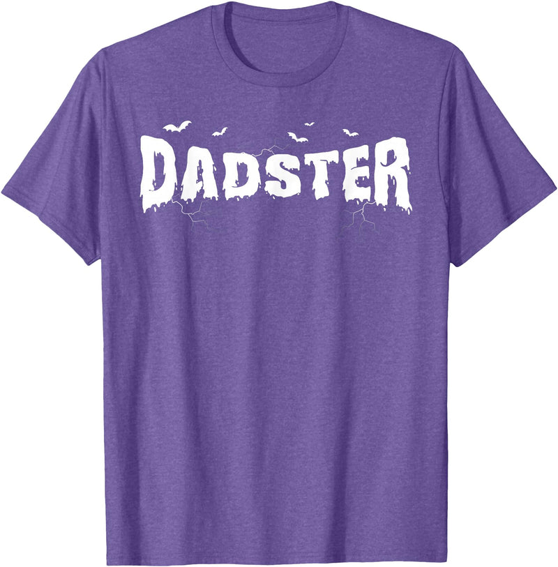 Dadster Matching Family Mom Dad Halloween Party Retro Vintage Dadster Couple Matching Family Mom Halloween T-Shirt - Purple