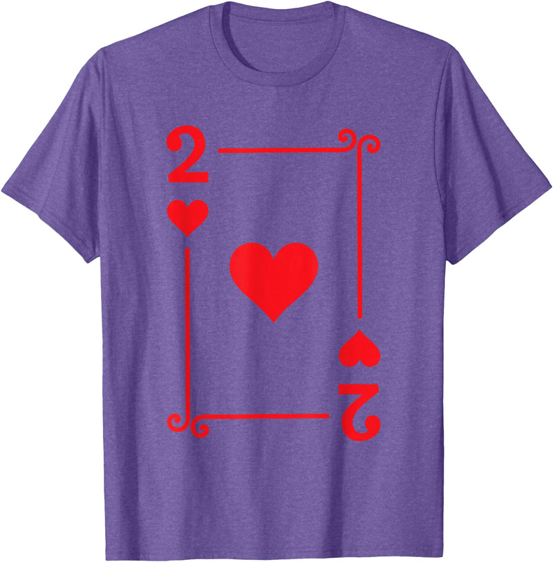 Playing Card Costume Tees - 2 Hearts Card - Two Card T-Shirt - Purple Heather