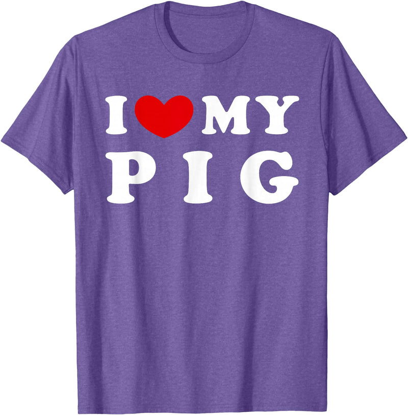 I Heart My Everything - Collection I Love My Pig T-Shirt - Purple Heather
