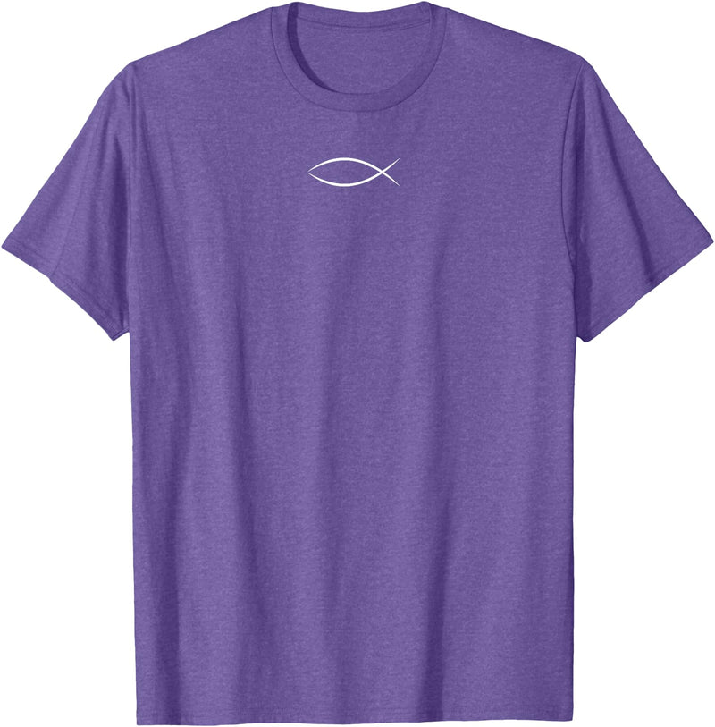 I LOVE JESUS APPAREL ICHTHYS ICHTHUS JESUS FISH CHRISTIAN SYMBOL T-Shirt - Purple Heather