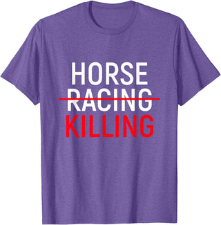 Nuleaf Advocacy Apparel Anti Horse Racing T-Shirt | Save Racehorses Equestrian Tee T-Shirt - Purple Heather