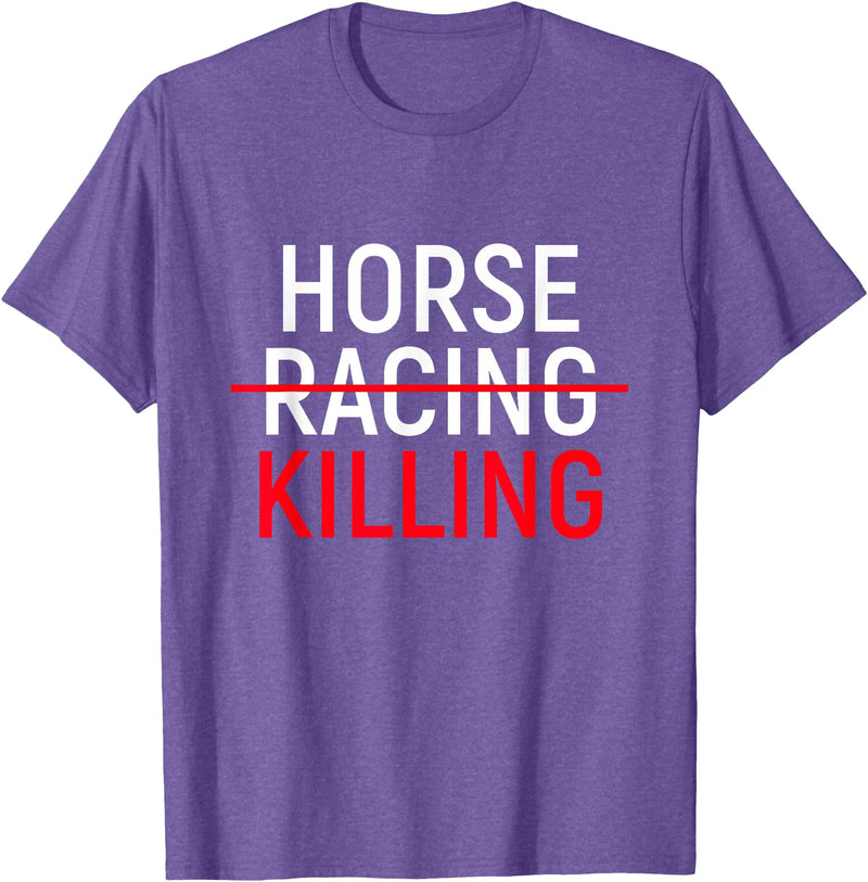 Nuleaf Advocacy Apparel Anti Horse Racing T-Shirt | Save Racehorses Equestrian Tee T-Shirt - Purple Heather
