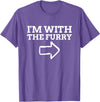 Furry Fandom Gifts I'm with The Furry T-Shirt - Purple Heather
