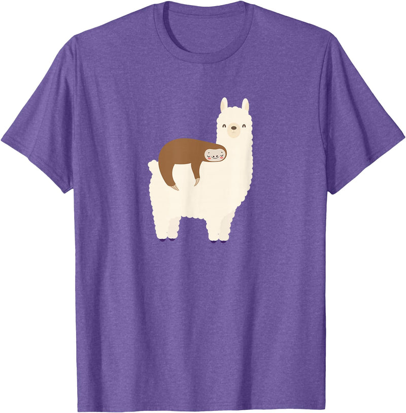Unique Animal Lover Apparel Decor & Gifts Outlet Sloth Riding Llama Funny Graphic for Women for Girls T-Shirt - Purple Heather