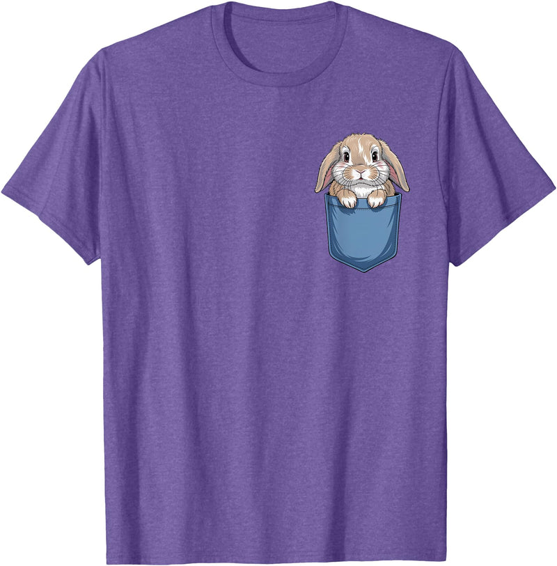 Cute Pocket Rabbit Lovers Bunny Mom T-Shirt in Purple Heather