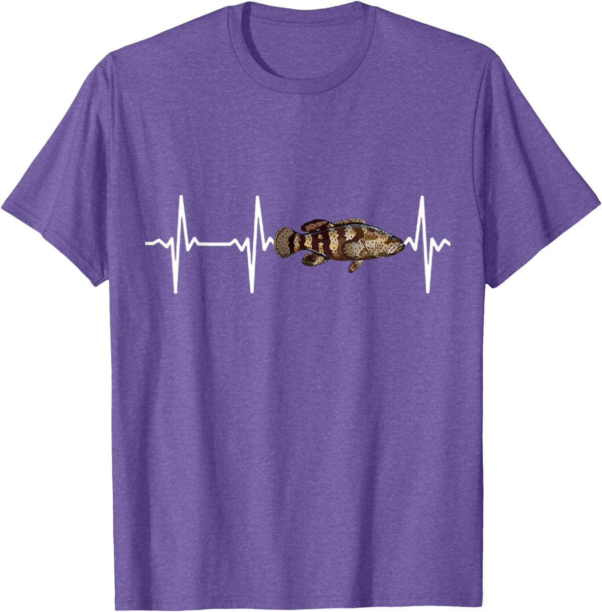 Goliath Grouper Gift Co. Goliath Grouper Heartbeat For Saltwater Fish Fishing Lovers T-Shirt - Purple Heather