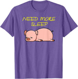 Cute Animal Pyjama Sleep Bed Outfits Funny Sleeping Pig Pajama Design for Bedtime T-Shirt - Purple Heather