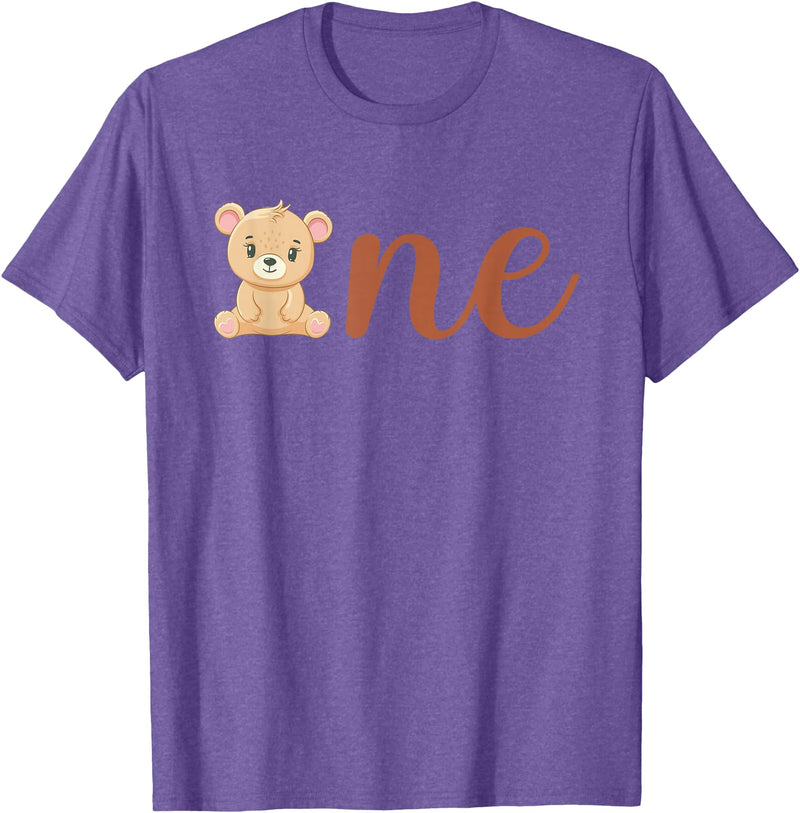 Family Birthday Bear Gifts One of The Birthday Boy Bear 1st Birthday Party Boy T-Shirt - Purple Heather