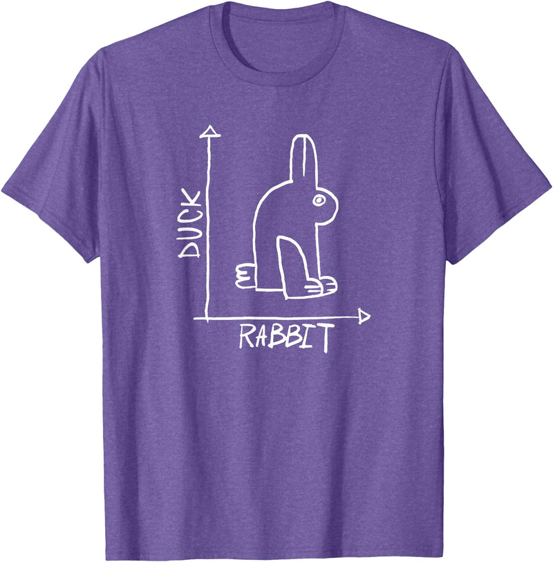 Rabbit or Duck - Optical Illusion T-Shirt in Purple Heather