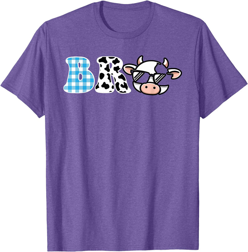 Cow Farm Themed Birthday Party Bro Cow Theme Birthday Party Brother Matching Family T-Shirt - Purple Heather