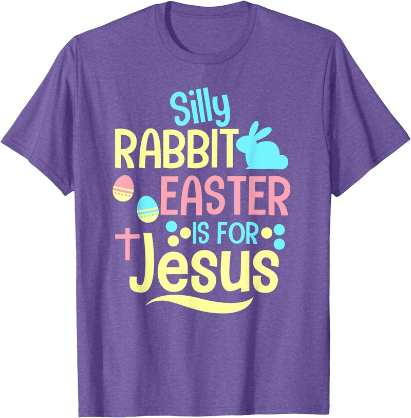 Silly Rabbit Easter Is for Jesus Christian Kids Cute T-Shirt in Purple Heather