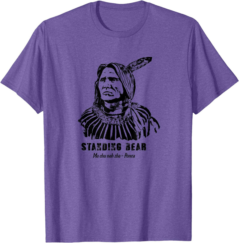 Nebraska Statue Oklahoma Court Standing Bear Ponca Tribe T-Shirt - Purple Heather