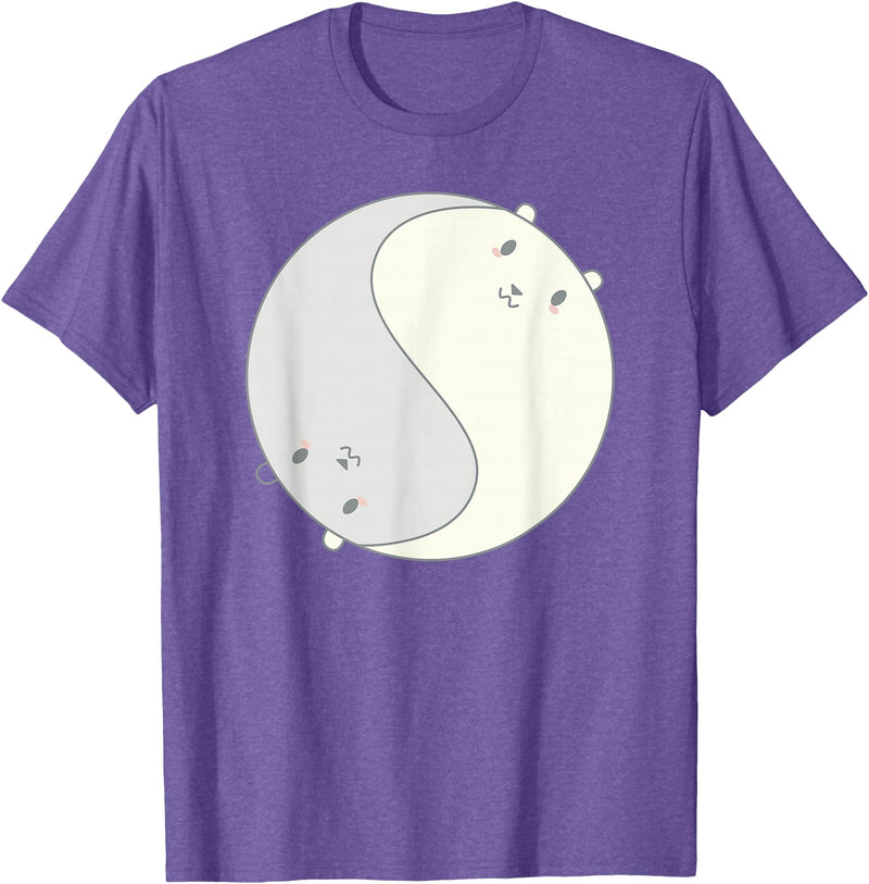 Cool Chibi Anime Ying Yang Zen Polar Bears Tee Cool Anime Polar Bears Chibi Kawai Manga Ying Yang Zen Tee T-Shirt - Purple Heather