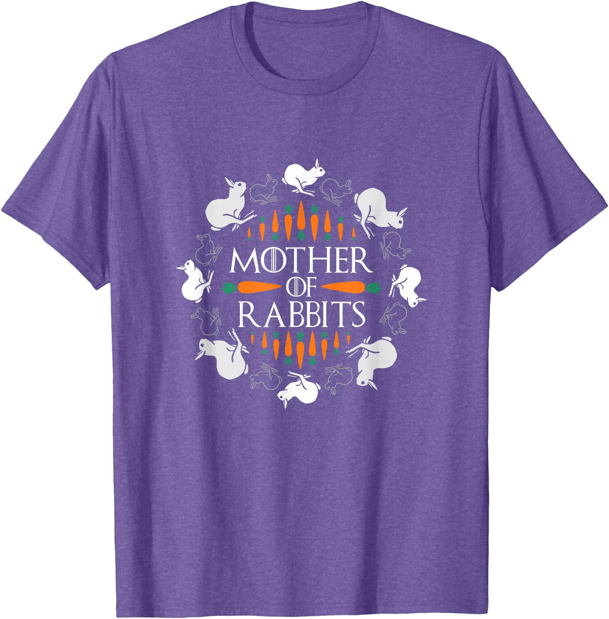 Rabbit Lovers Mother of Rabbits Cute Bunny Graphic T-Shirt in Purple Heather