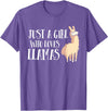 Funny Llama And Alpaca Gifts Funny Llama Girl Just A Girl Who Loves Llamas T-Shirt - Purple Heather