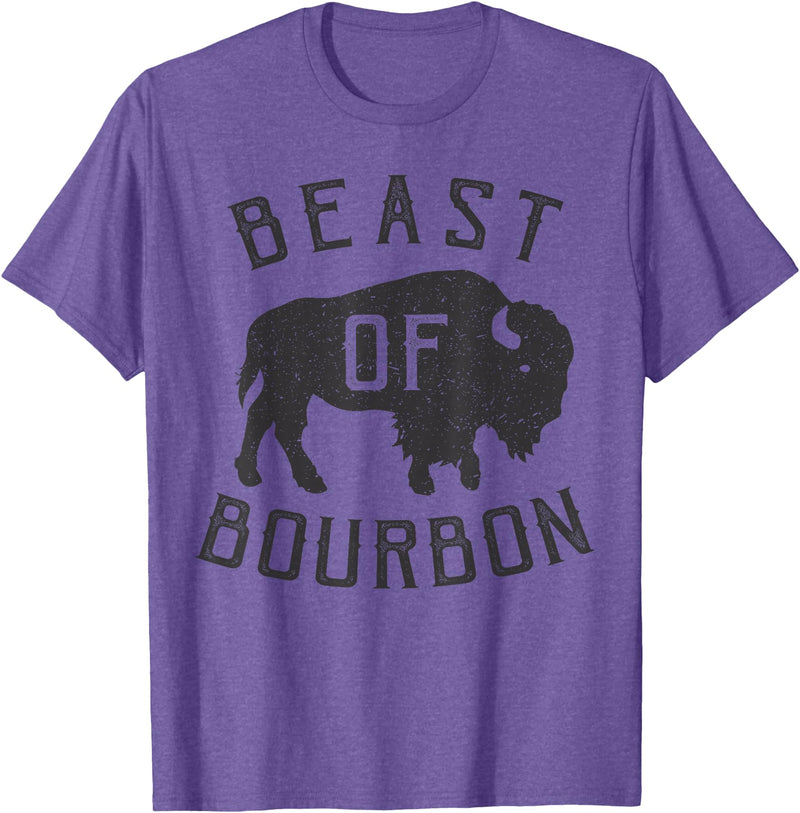 Drinking Fun designs - Big Ray Designs Beast of Bourbon Drinking Whiskey Design Bison Buffalo Party T-Shirt - Purple Heather