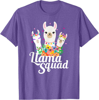 Llamas and Alpaca Gifts Llama Squad Funny Cute Llama Matching T-Shirt - Purple Heather
