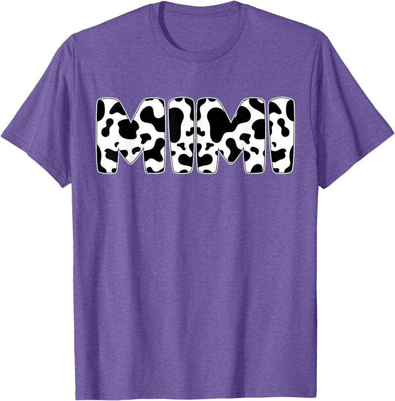 Family Matching Gifts Cow Mimi Cow Print Cow Pattern Mother's Day T-Shirt - Purple Heather