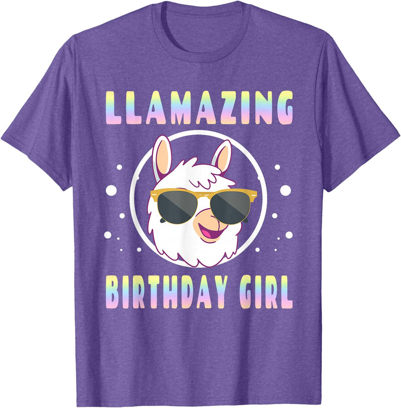 LLama Squad Shirts and Gifts Llama Birthday Girl Party Outfit Amazing Pun Fun Rainbow T-Shirt - Purple Heather