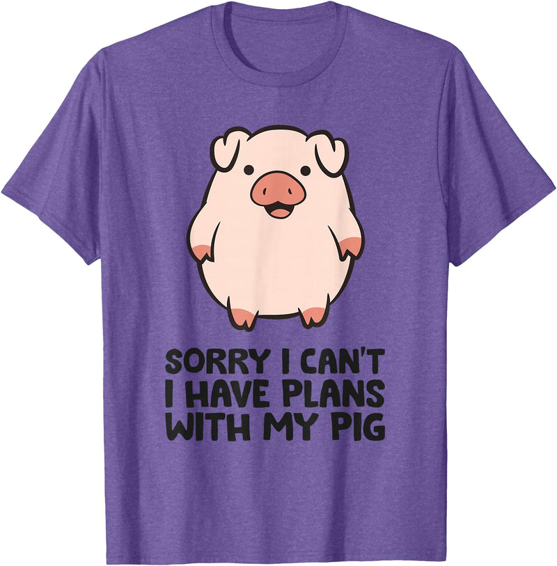Pig Lover and Pig Farmer Gifts And Tees Pig Farmer Sorry I Can't I Have Plans With My Pig T-Shirt - Purple Heather