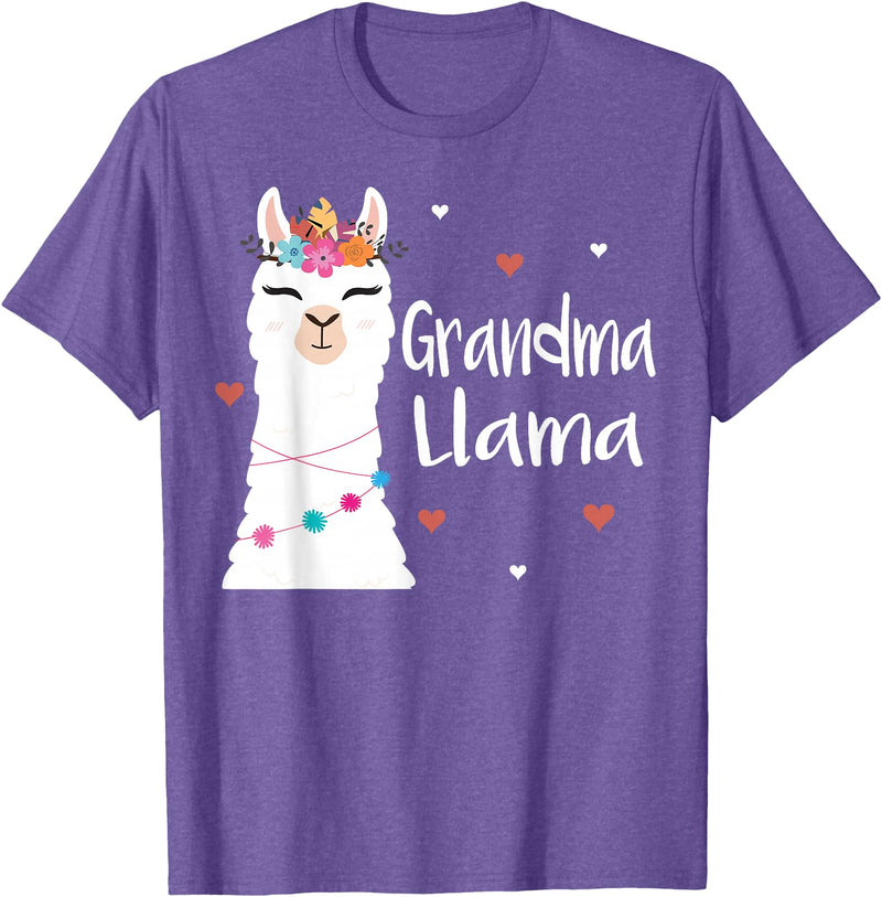 Me & Mommy Llama Co. Grandma Llama Cute Llamas Lover Best Grandmother Ever T-Shirt - Purple Heather