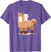 Kawaii Valentine Llama And Cat Design Cute Llama And Cat T-Shirt - Purple Heather