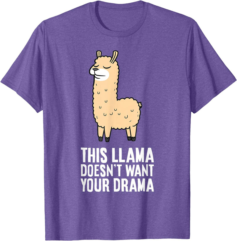 Funny Llama Lover Gifts This Llama Doesn't Want Your Drama Funny Drama LLama T-Shirt - Purple Heather