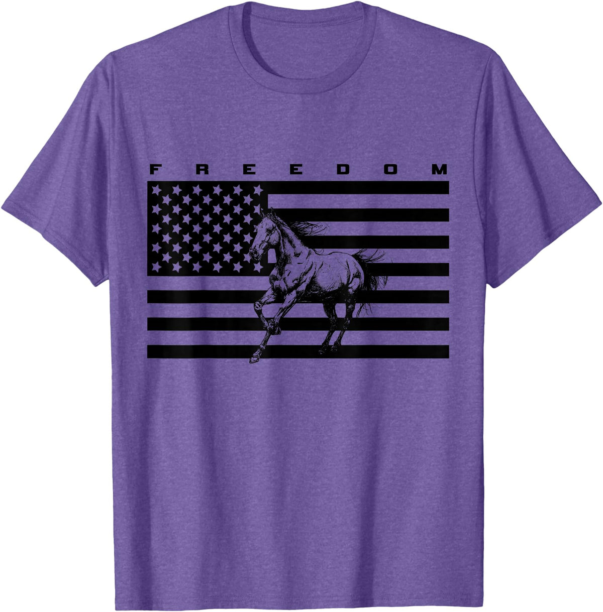 BASBO American Flag Horseback Riding Apparel - Horse T-Shirt - Straight - Purple Heather