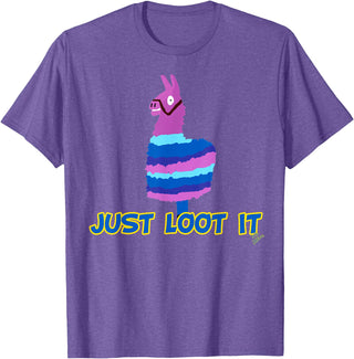 gamer shirts by jean olivier Funny llama outfit gamer outfit just loot it T-Shirt - Purple Heather