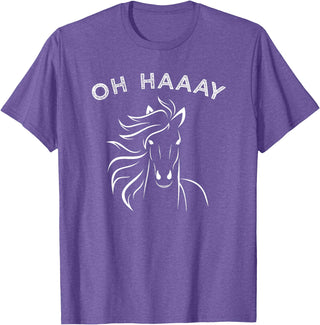 Horse Tee Apparel Funny Oh Haaay Horse T-Shirt, Funny Oh Hey Horse Tee T-Shirt - Purple Heather