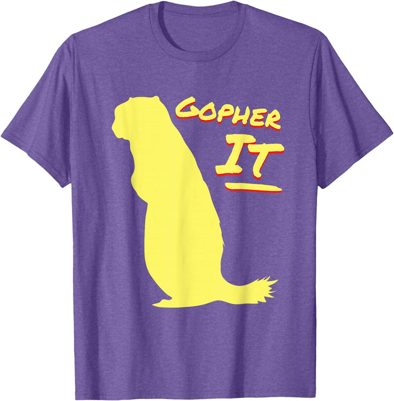 Green Cow Land Gopher It Funny Pun T-Shirt - Purple Heather