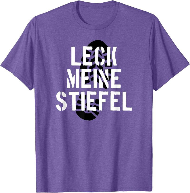 Bear Daddy Leck Meine Stiefel Lick My Boots German Gay Leather T-Shirt T-Shirt - Purple Heather