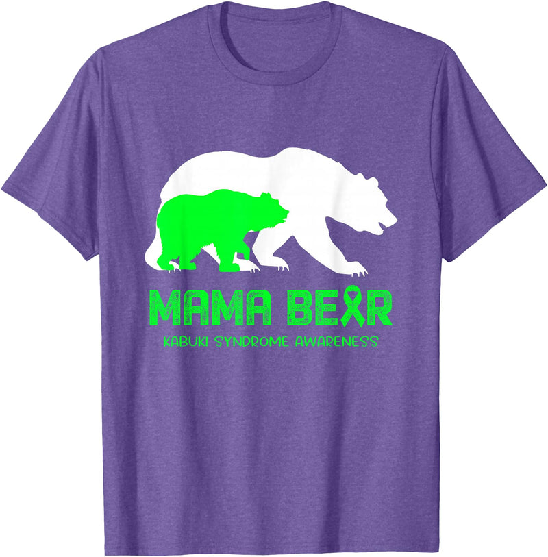 Kabuki Syndrome Awareness T-Shirt Mama Bear Kabuki Syndrome Awareness Shirt for Men and Women T-Shirt - Purple Heather