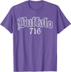 Buffalo NY by Kruzelly Vintage Buffalo New York 716 T-Shirt - Purple Heather