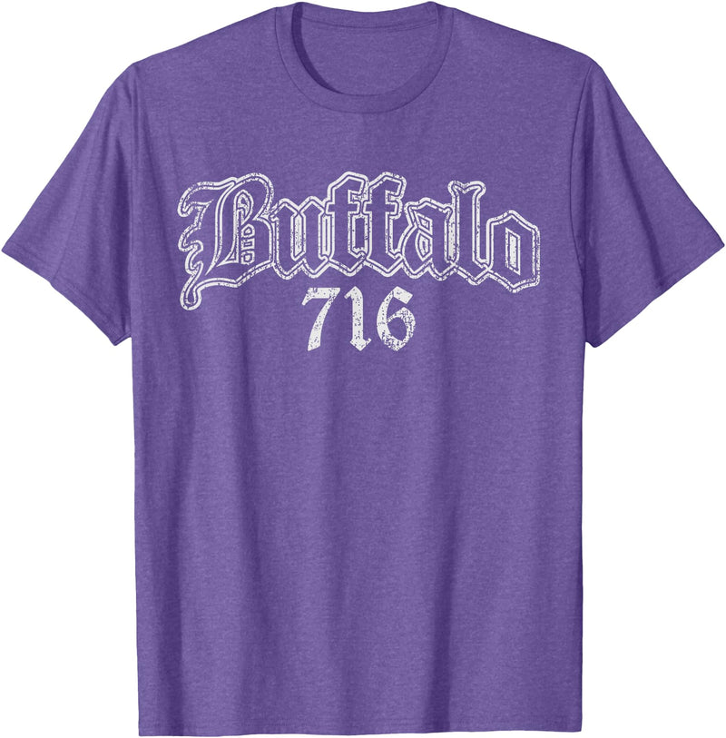 Buffalo NY by Kruzelly Vintage Buffalo New York 716 T-Shirt - Purple Heather