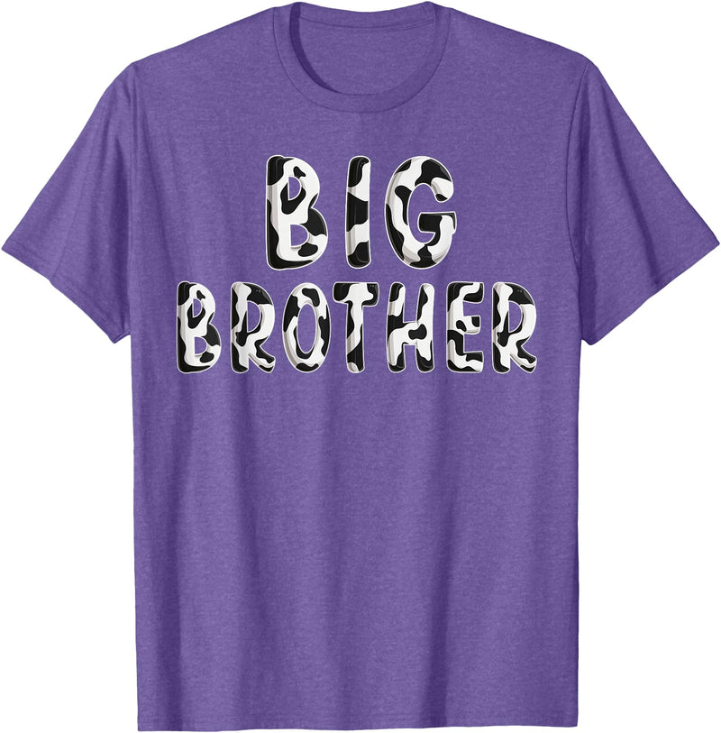 Cow Pattern Print Family Matching Birthday Shirts Cow Big Brother Birthday Family Matching Fathers Day Boy T-Shirt - Purple