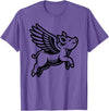 Funny Pig Humor by TKsTees Funny Flying Pig Oink Aviator T-Shirt - Purple Heather