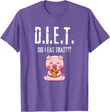Drink Eat Enjoy Weight Gain Worry Diet Later CLR D.I.E.T. Did I Eat That Hungry Food Pig Pizza Buffet Novelty T-Shirt - Purple Heather