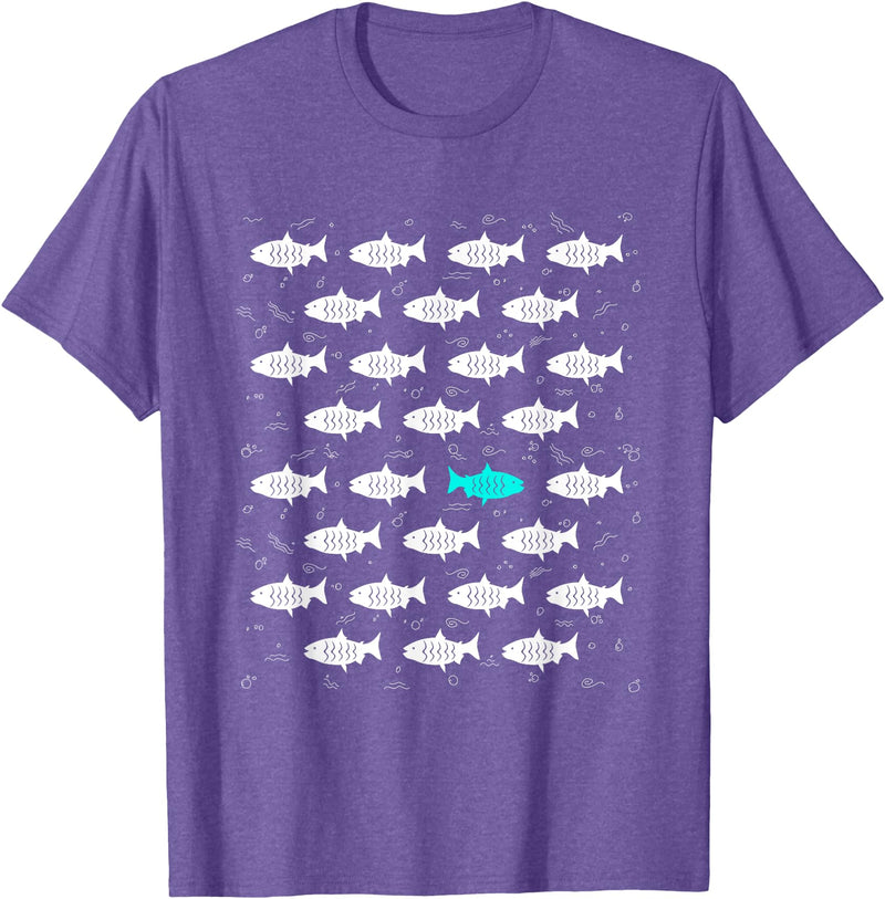 Fish Swimming Against the Ocean By Raminz Fish Swimming Against the Ocean and against Current design T-Shirt - Purple Heather